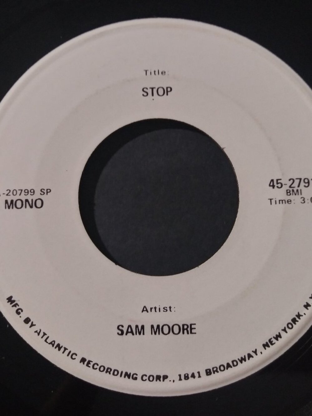 Sam Moore – Stop NM 1-Sided Mono Promo Test Pressing Atlantic Record 1971 SOUL